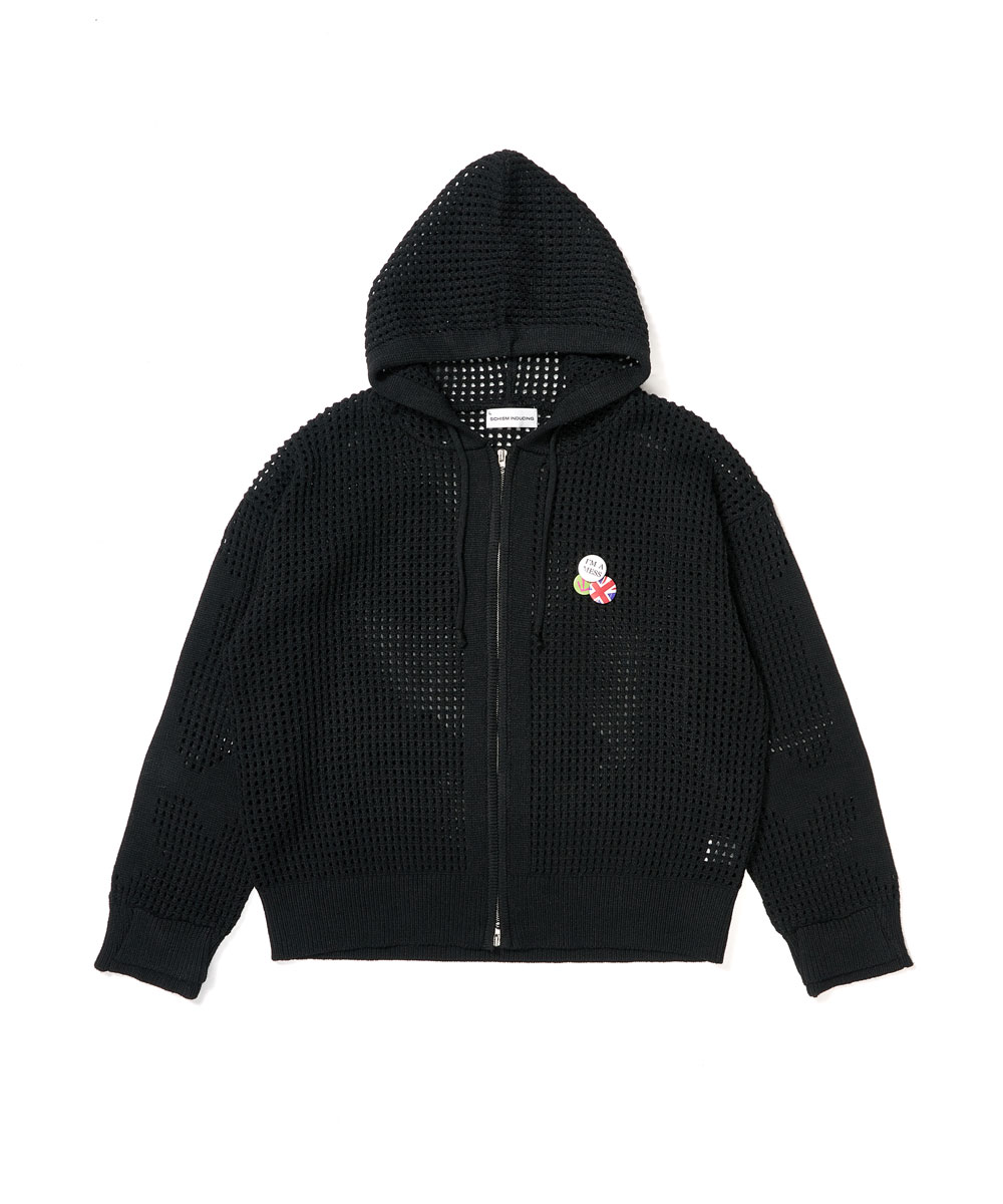 SCHISM INDUCING ■ CROSS MESH ZIP HOODIE フーディ CROSS MESH ZIP HOODIE BLACK - SCHISM INDUCING