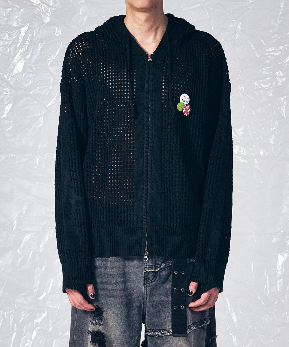 トップス SCHISM INDUCINGCROSS MESH ZIP HOODIE MUSINSA | SCHISM INDUCING CROSS MESH ZIP HOODIE BLACK
