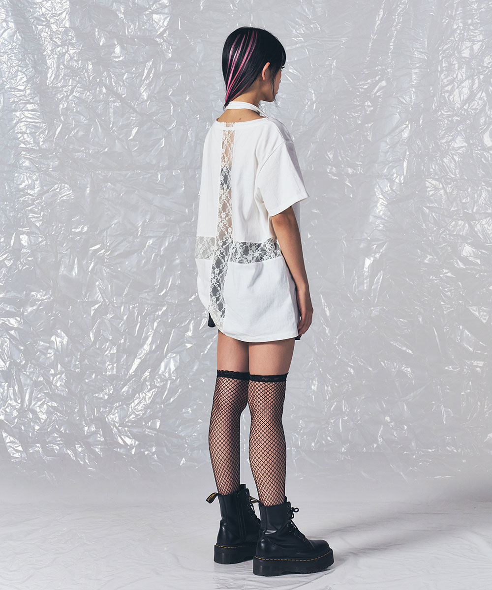 CROSS STRING T SHIRT WHITE [8차 리오더] - SCHISM INDUCING