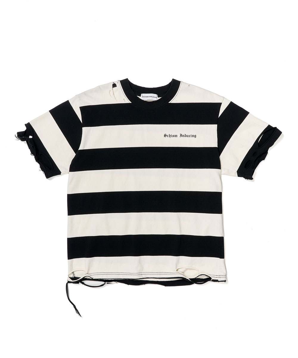 BORO STRIPE T SHIRT BLACK (REFURB) - SCHISM INDUCING
