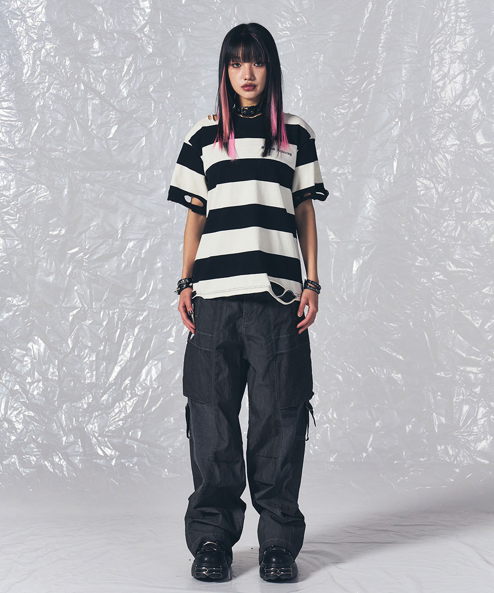 BORO STRIPE T SHIRT BLACK (REFURB) - SCHISM INDUCING