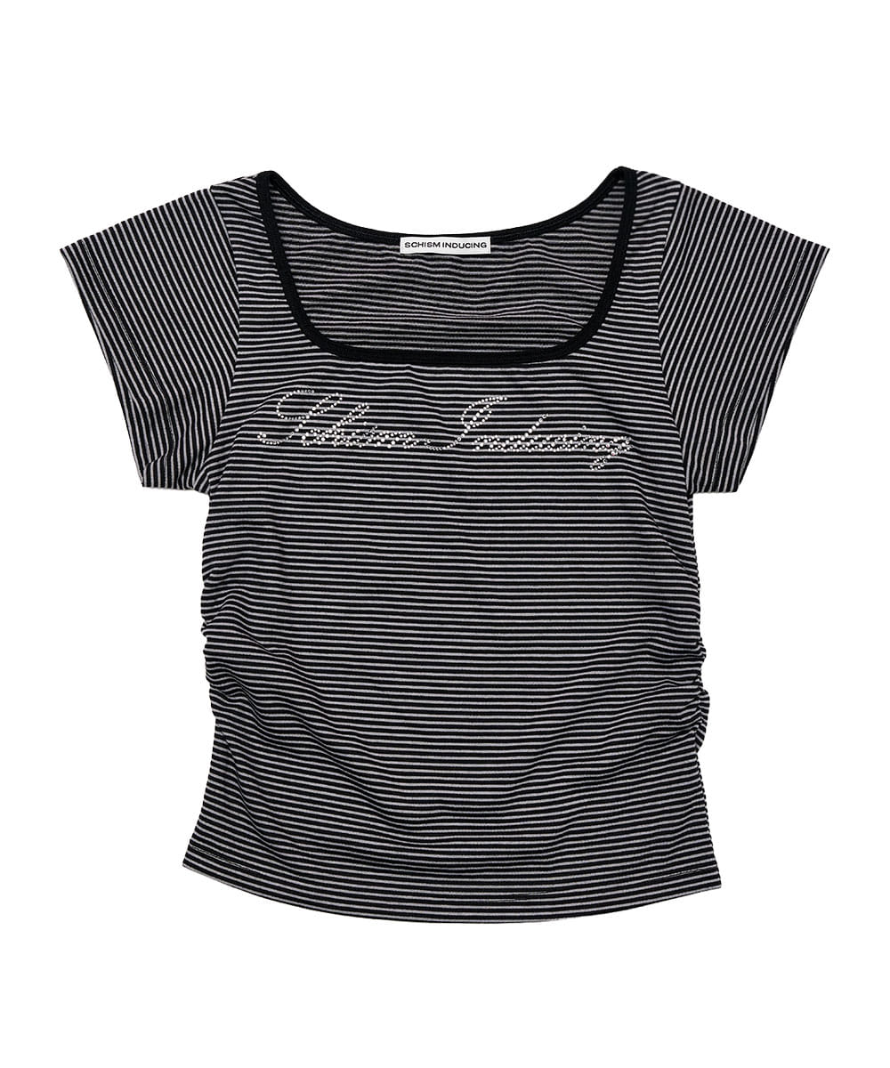 【SCHISM INDUCING】 HF SHIRRING T SHIRT ★韓国の大人気 HF SHIRRING T SHIRT BLACK - SCHISM INDUCING