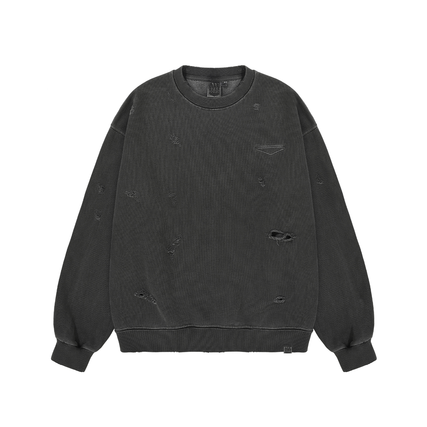 DESTROYED PIGMENT SWEAT SHIRT (CHARCOAL)