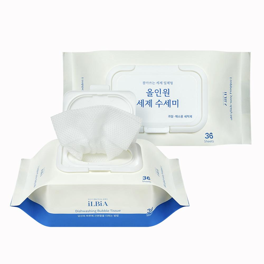 일비아 뽑아쓰는 올인원 세제 일체형 수세미 36매