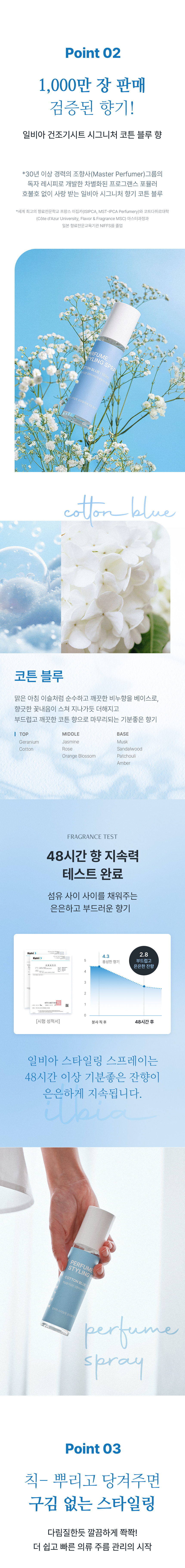 일비아 스타일링 섬유탈취제 코튼블루 100ml 상세 9