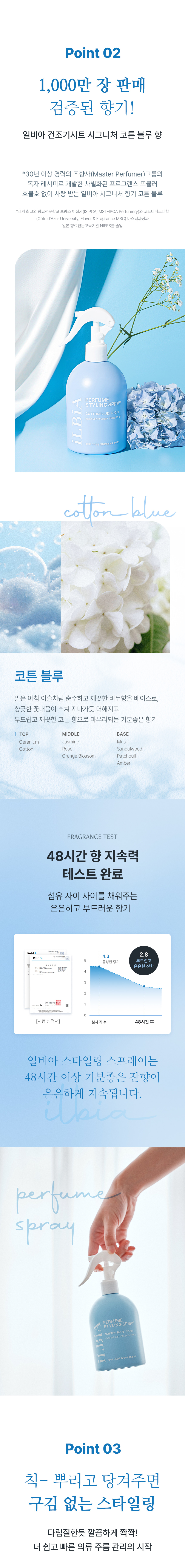 일비아 스타일링 섬유탈취제 코튼블루 400ml 상세 9