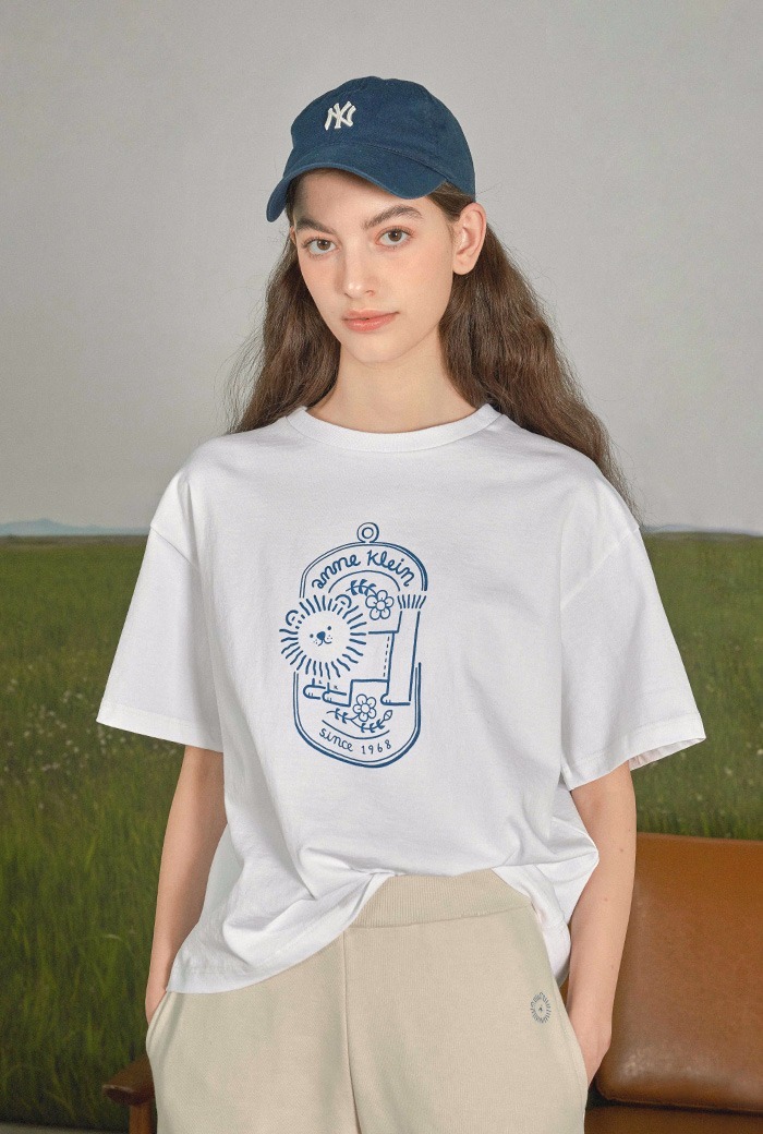 [앤클라인]오버핏 크롭 프린팅 티셔츠 O3S040