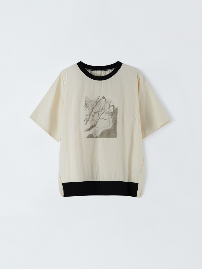 [앤클라인]나일론 패치 티셔츠 E4GM19