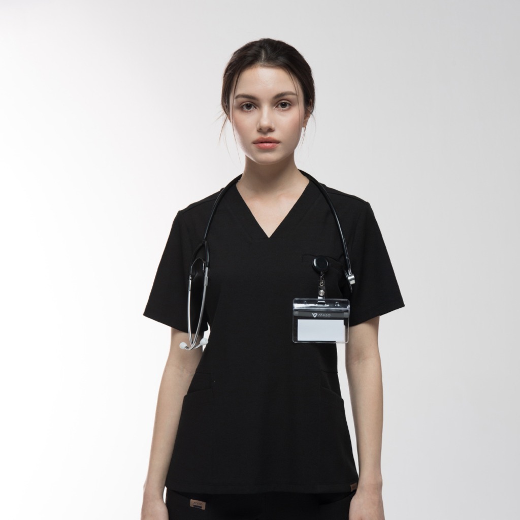 ATVLO PRIMO™ Evelyn / Classic Scrubs Top- Black