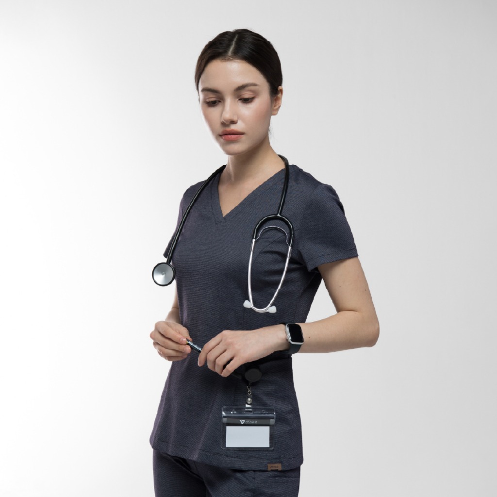 ATVLO PRIMO™ Megan / Denim Scrub Top