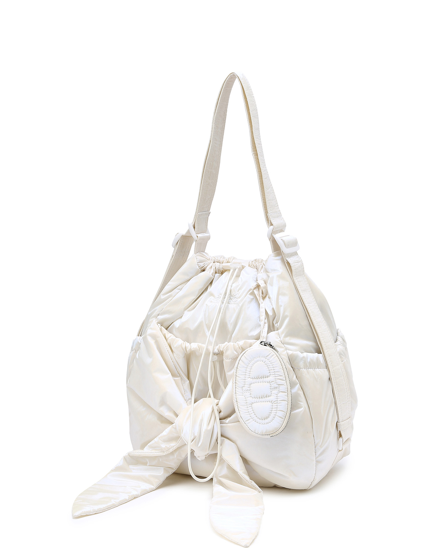 [RUBAN] Le Bon Glossy Pearl Ribbon Backpack and Shoulder Bag S (White)