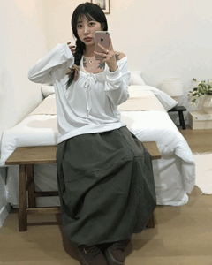 델리 벌룬핏 아방 코튼 롱 스커트 - 아방한 벌룬핏의 데일리 코튼 스커트 제품 이미지