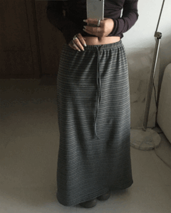 하피 단가라 스트라이프 밴딩 일자 롱 스커트
