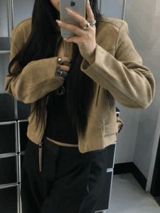 루드 일자 세미 크롭 가을 스웨이드 자켓