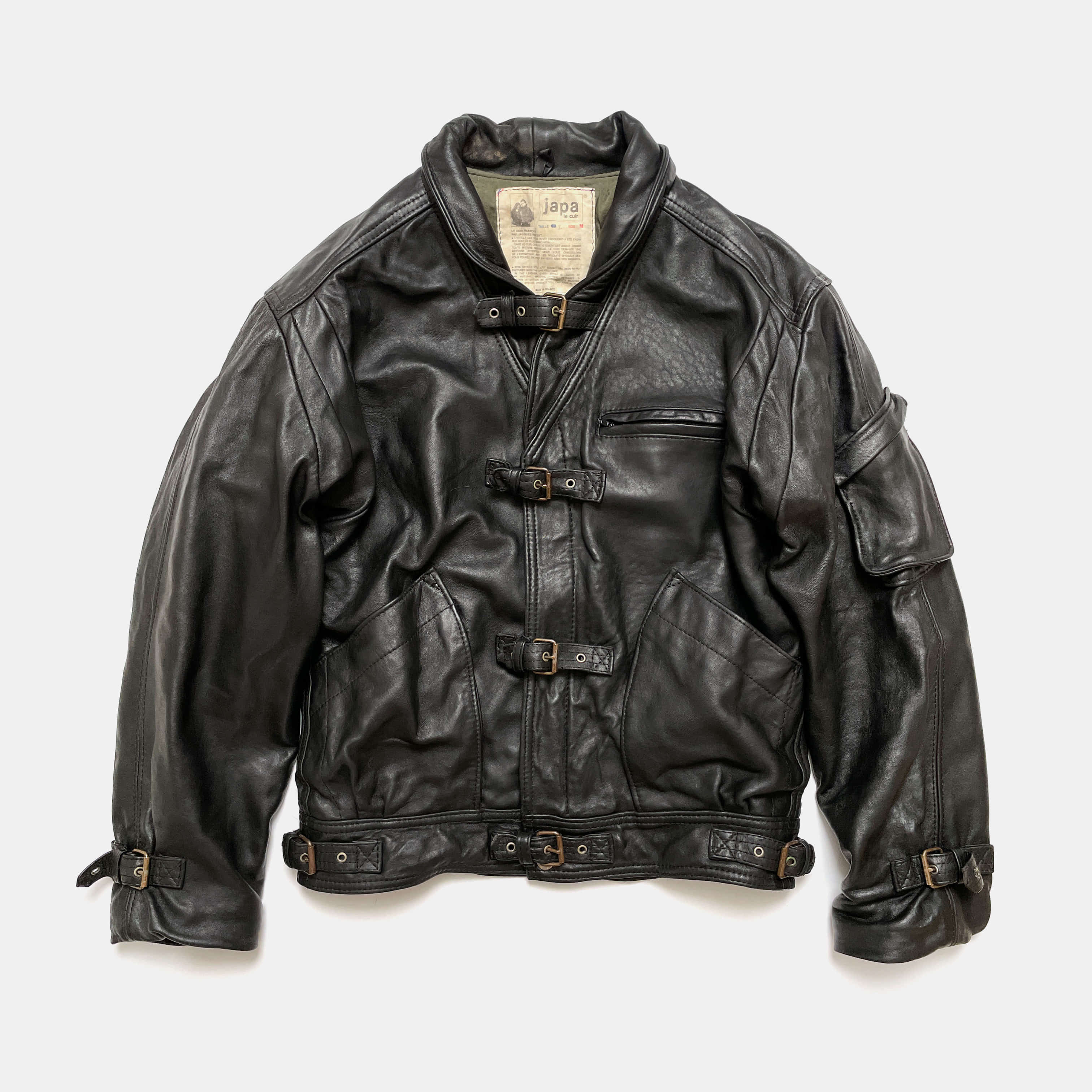 vintage shawl collar leather jacket (L) 파인더스키퍼스