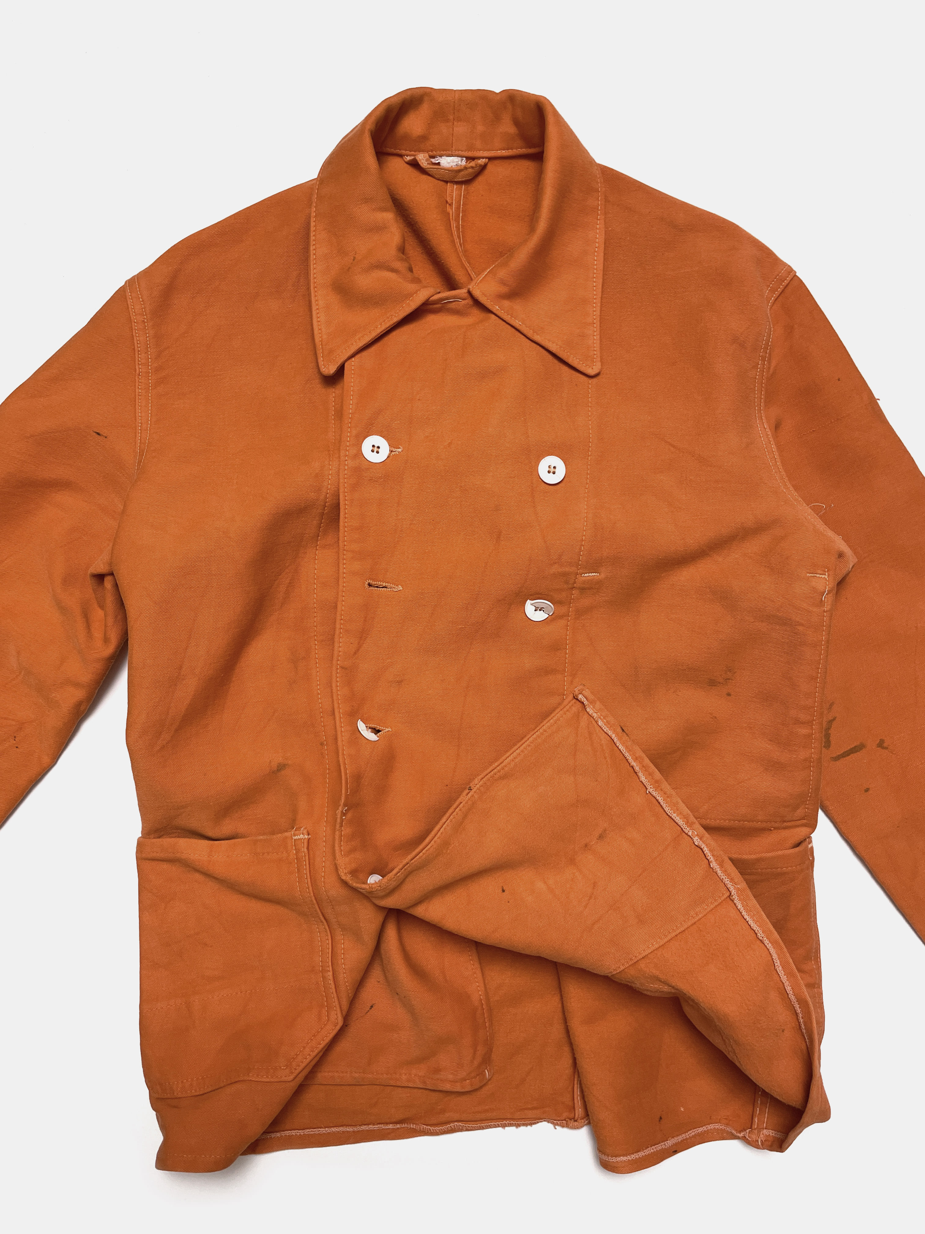 80's double breasted moleskin work jacket (LXL) 파인더스키퍼스