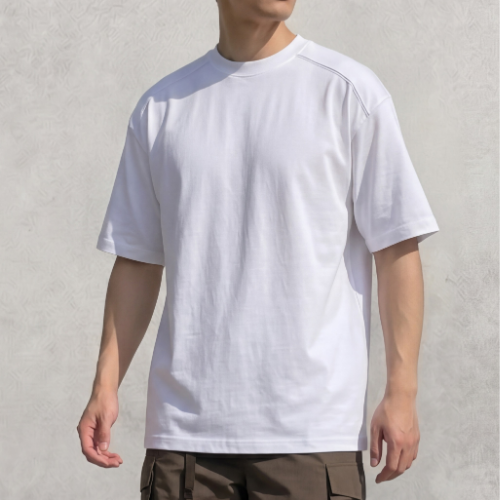 어깨절개 레이어드 화이트 두꺼운 반팔 티셔츠
