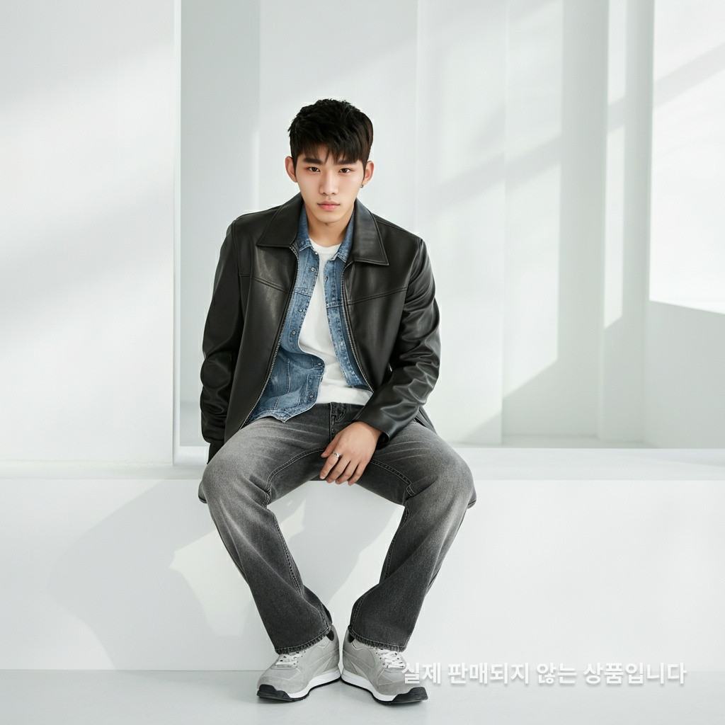 마르시엘 블랙 레더 자켓