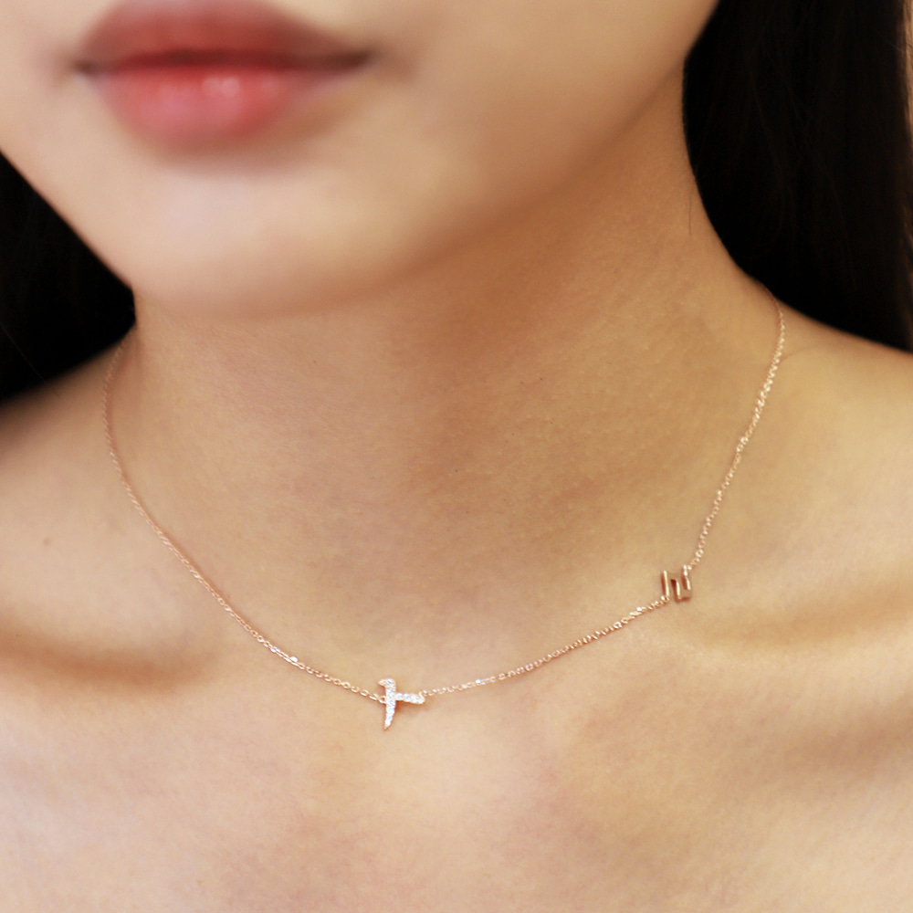 Hangul Choker Necklace with Stone(Consonant choice)