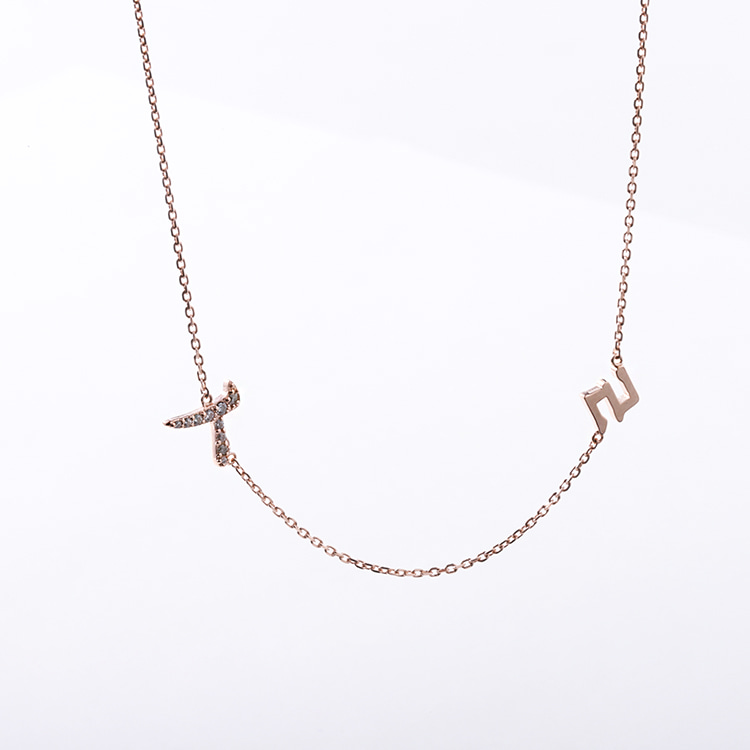 Hangul Choker Necklace with Stone(Consonant choice)