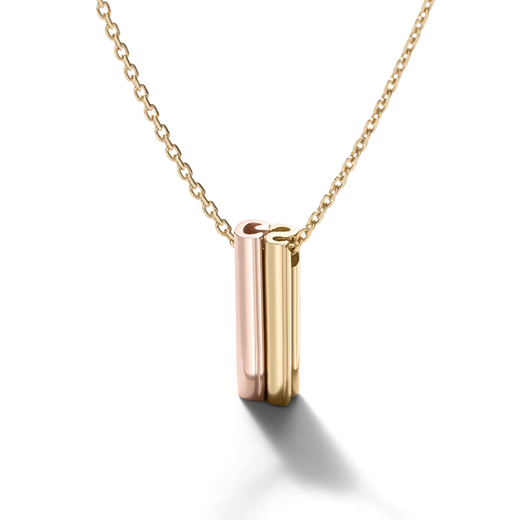 Alphabet large + large Pendant Necklace – Yellow gold chain (Alphabet choice)