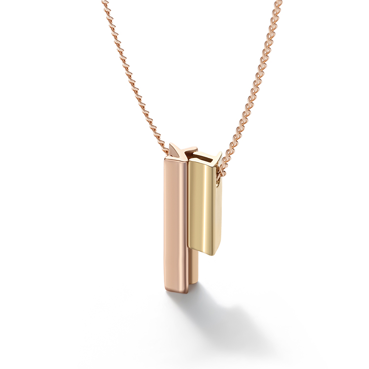 Hangul Consonant large + small Pendant Necklace – rose gold chain (Consonant choice)
