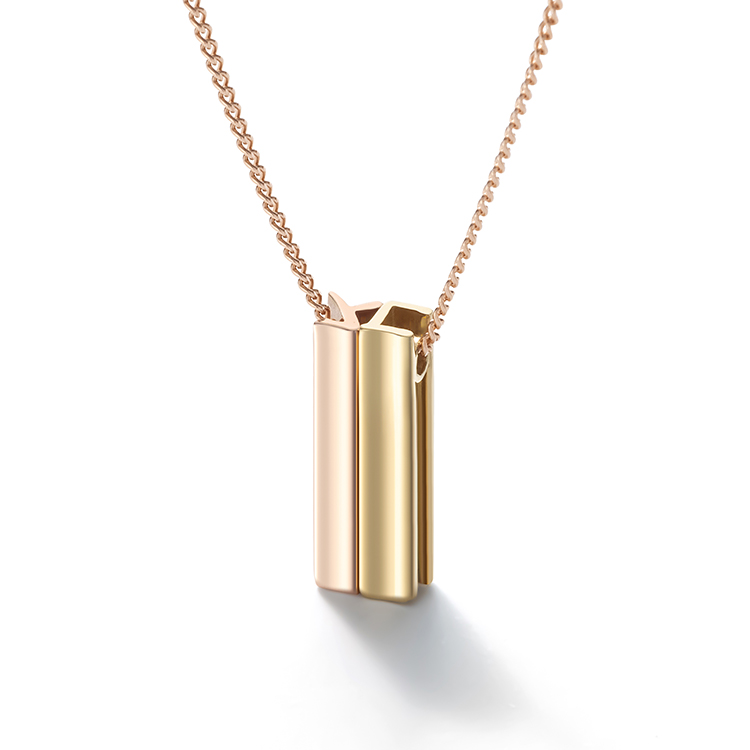 Hangul Consonant large + large Pendant Necklace – rose gold chain (Consonant choice)