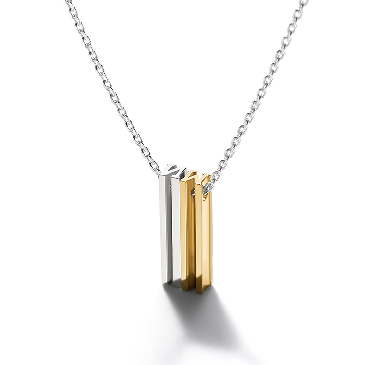 Alphabet large + large Pendant Necklace – natural white gold chain (Alphabet choice)