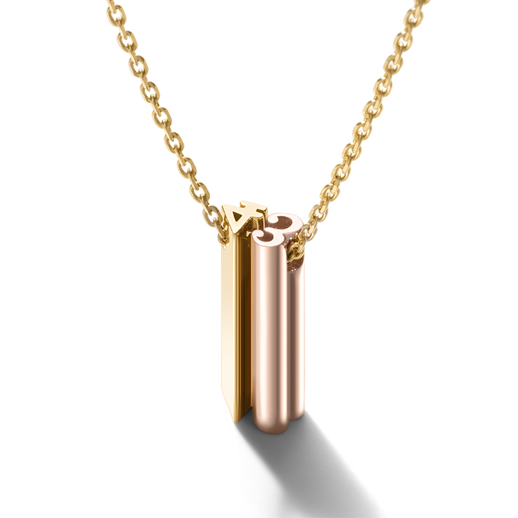 Number large + large Pendant Necklace – Yellow gold chain (Number choice)