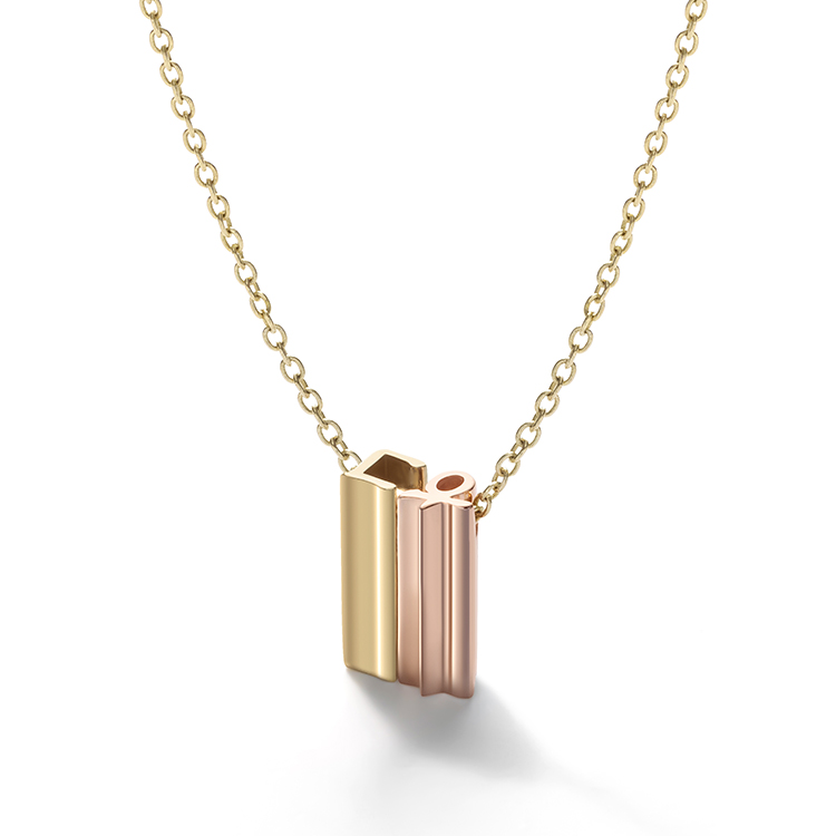 Hangul Consonant small + small Pendant Necklace – Yellow gold chain (Consonant choice)