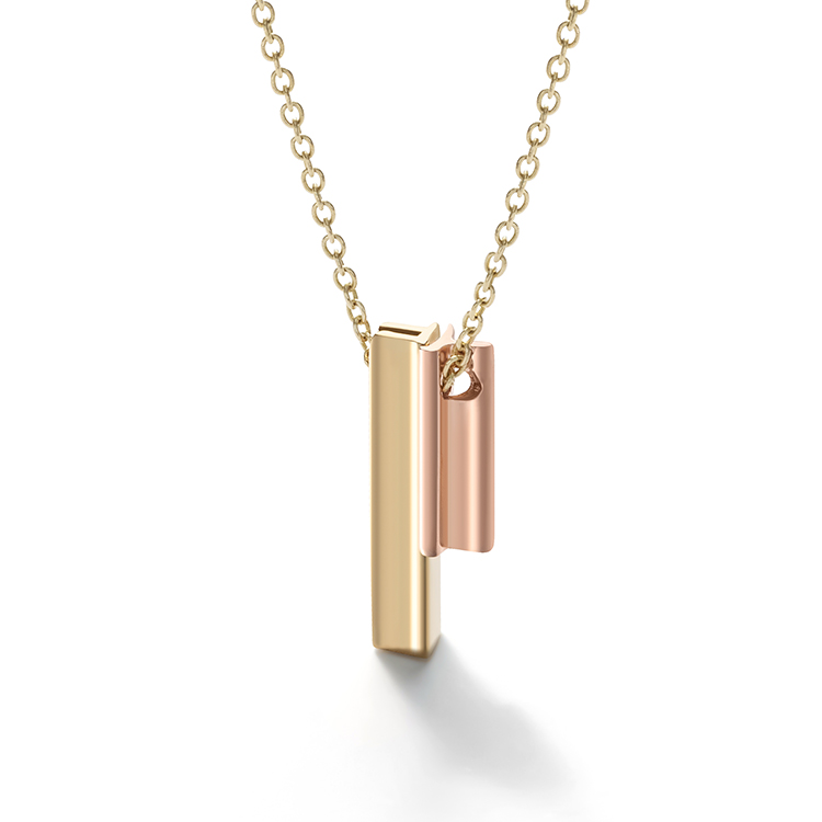 Hangul Consonant large + small Pendant Necklace – Yellow gold chain (Consonant choice)