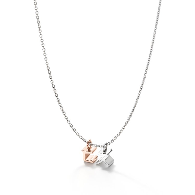 Myeongjo Typeface Tiny Hangul Consonant Charm 2 pieces Necklace (Consonant choice)