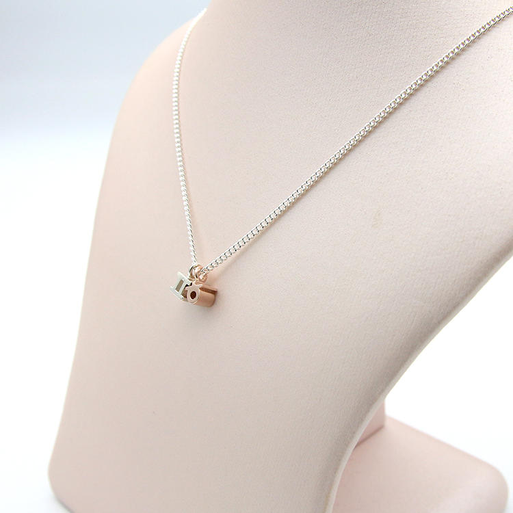 Gothic Che Tiny Hangul Consonant Charm 2 pieces Necklace (Consonant choice)