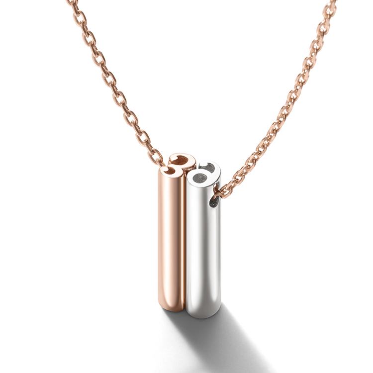 Number large + large Pendant Necklace – rose gold chain (Number choice)