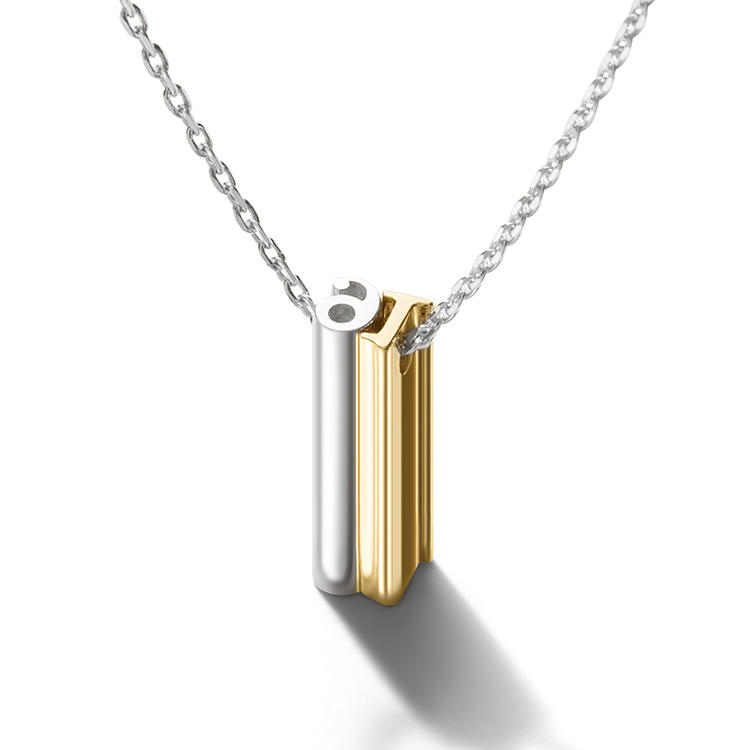 Number large + large Pendant Necklace – natural white gold chain (Number choice)