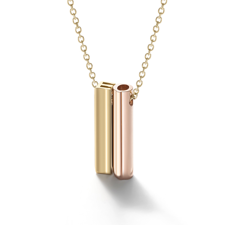 Hangul Consonant large + large Pendant Necklace – Yellow gold chain (Consonant choice)