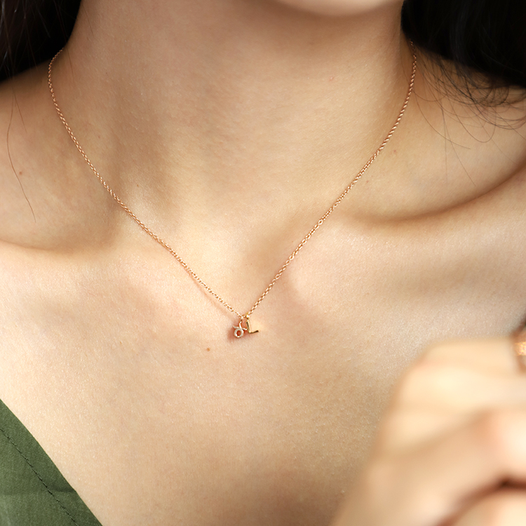 Myeongjo Typeface Tiny Hangul Consonant Charm 2 pieces Necklace (Consonant choice)