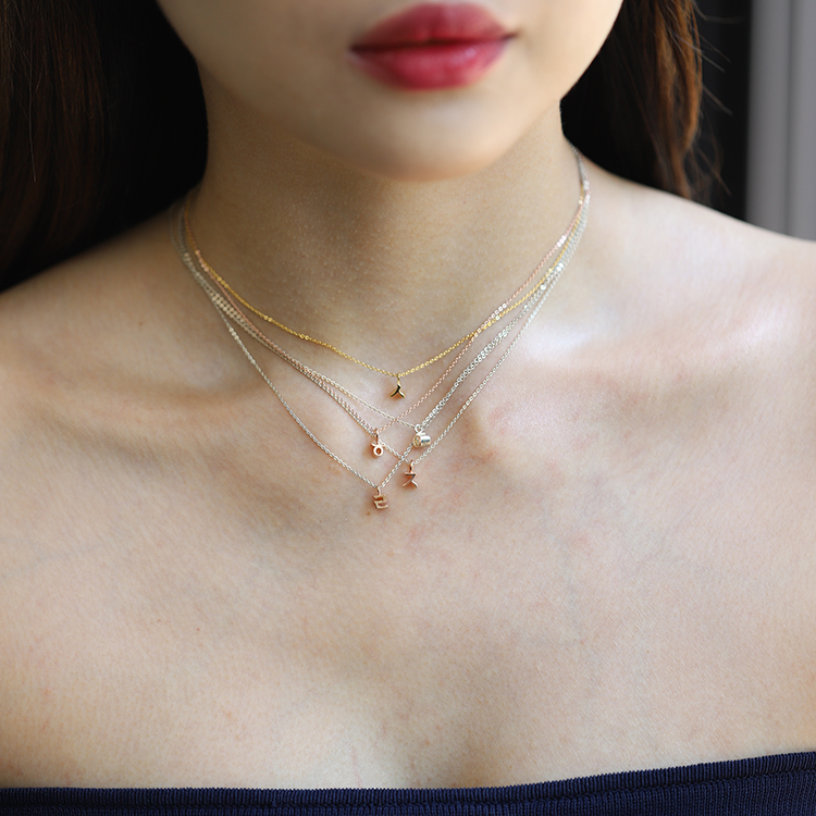 Myeongjo Typeface Tiny Hangul Consonant Charm 1 piece Necklace (Consonant choice)