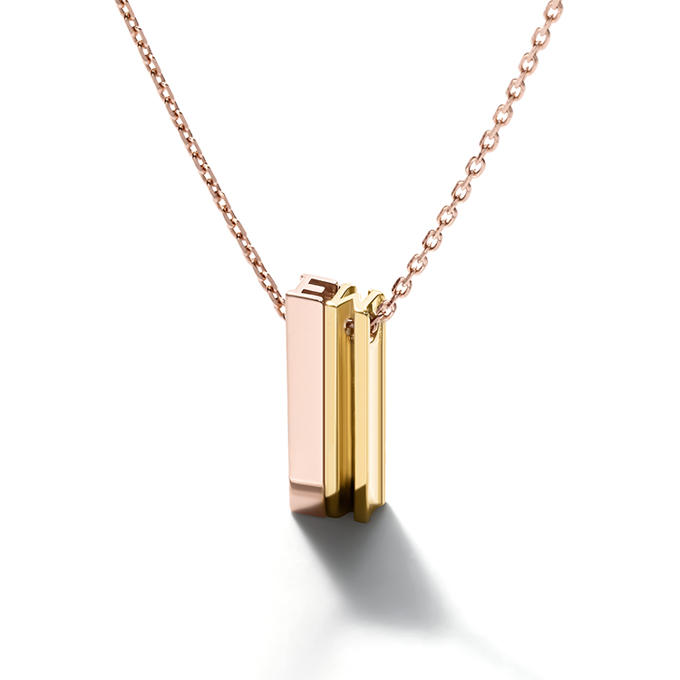 Alphabet large + large Pendant Necklace – rose gold chain (Alphabet choice)