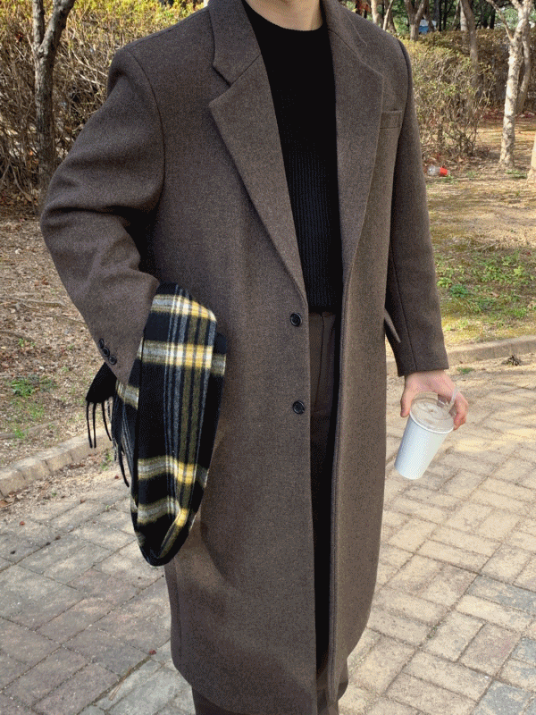 프리미엄 아크 싱글 울 코트 (3color)