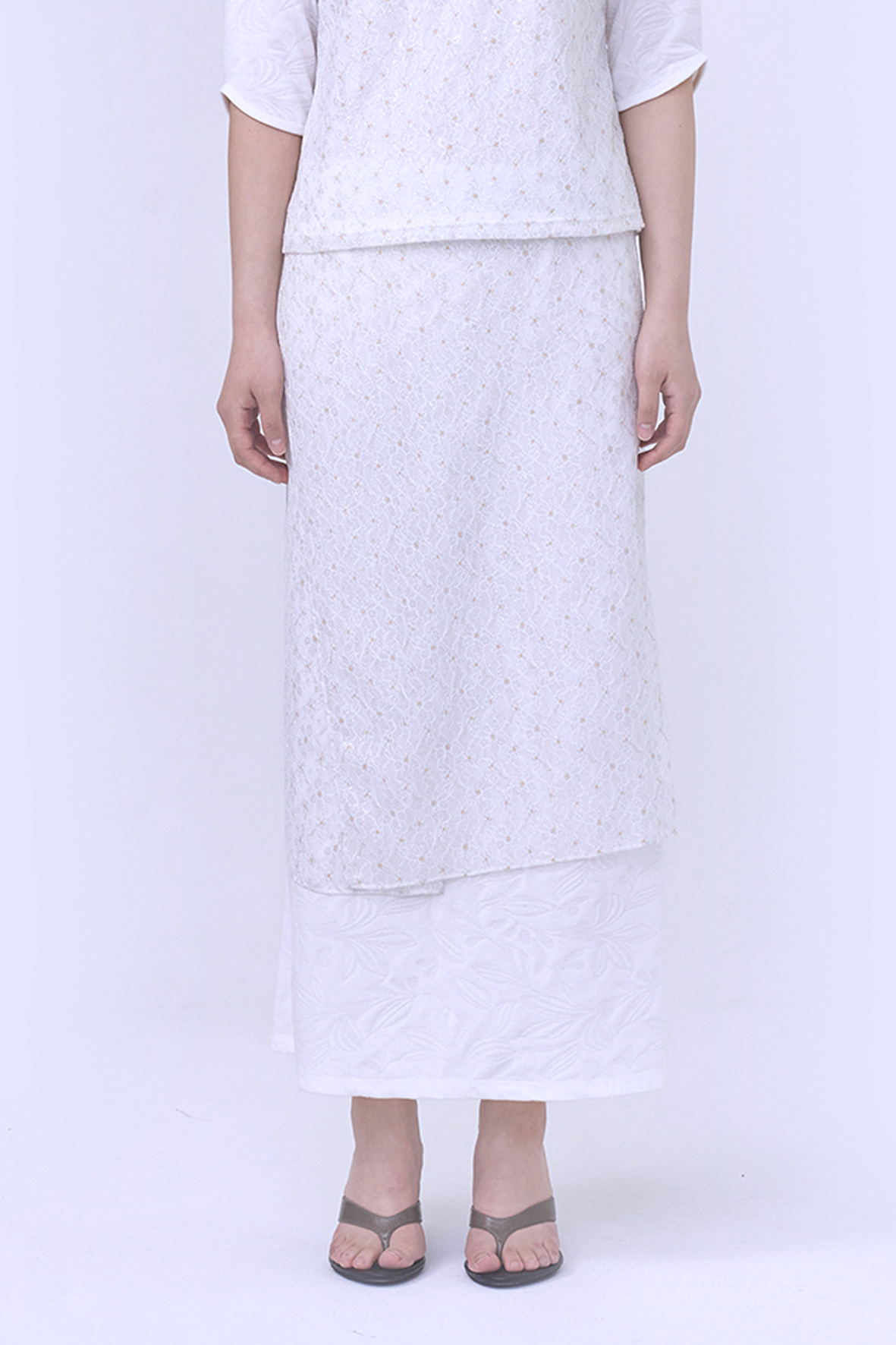 LACE WRAP SKIRT (GOLD WHITE)