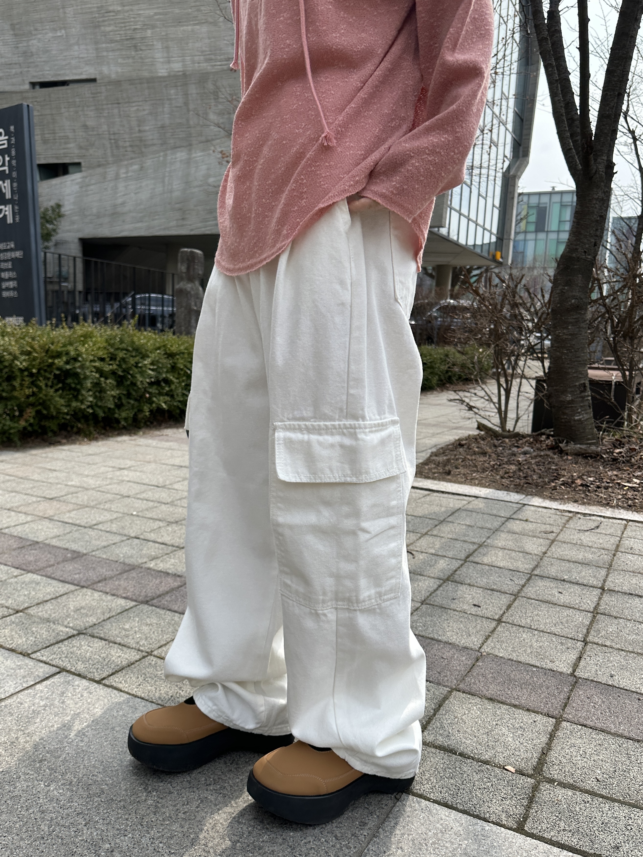 basic cotton cargo wide pants /  베이직 코튼 카고 와이드팬츠
