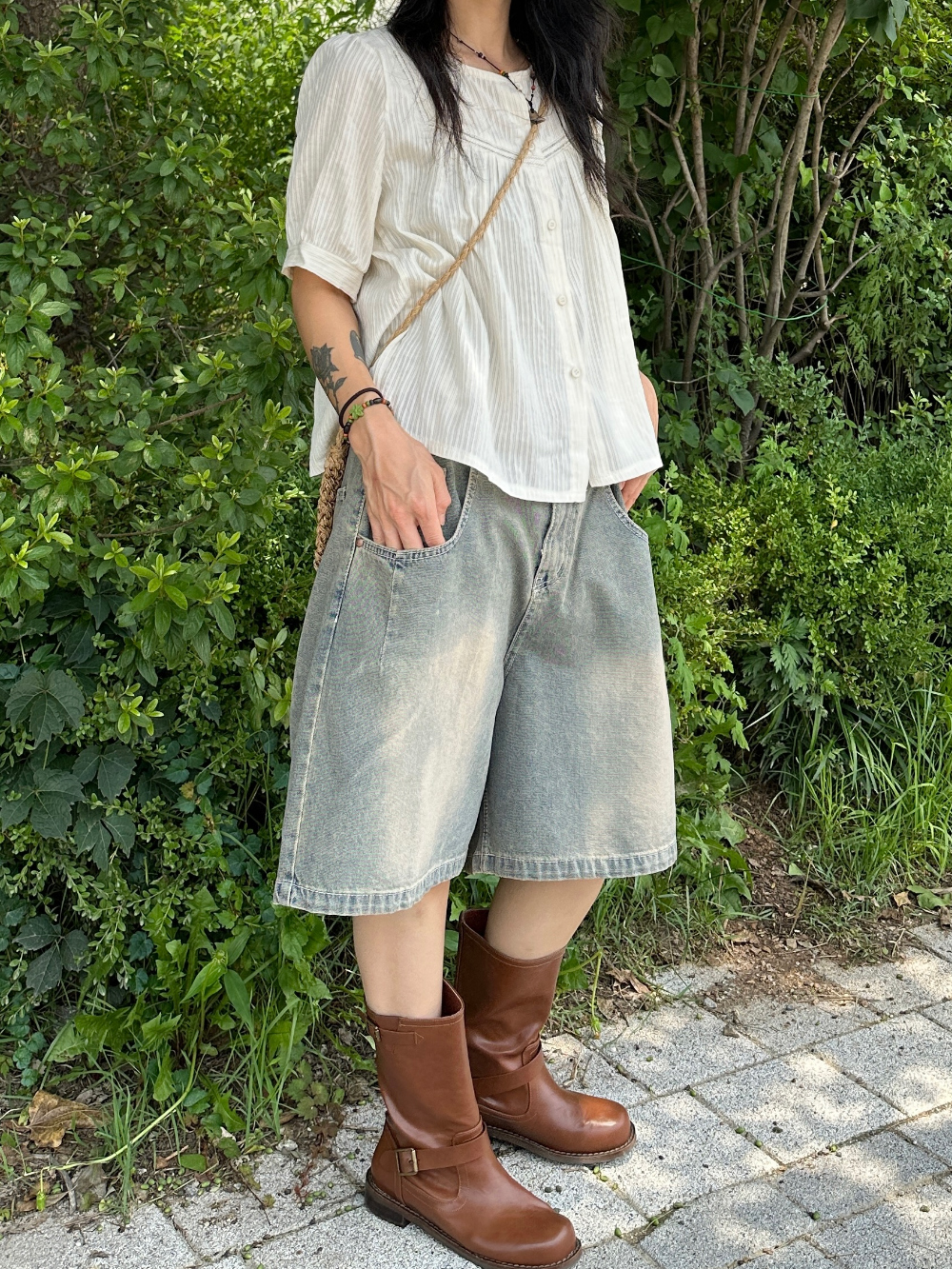 Vintage washing bermuda denim pants / 빈티지워싱 버뮤다 데님 팬츠 청반바지 상세 이미지 12