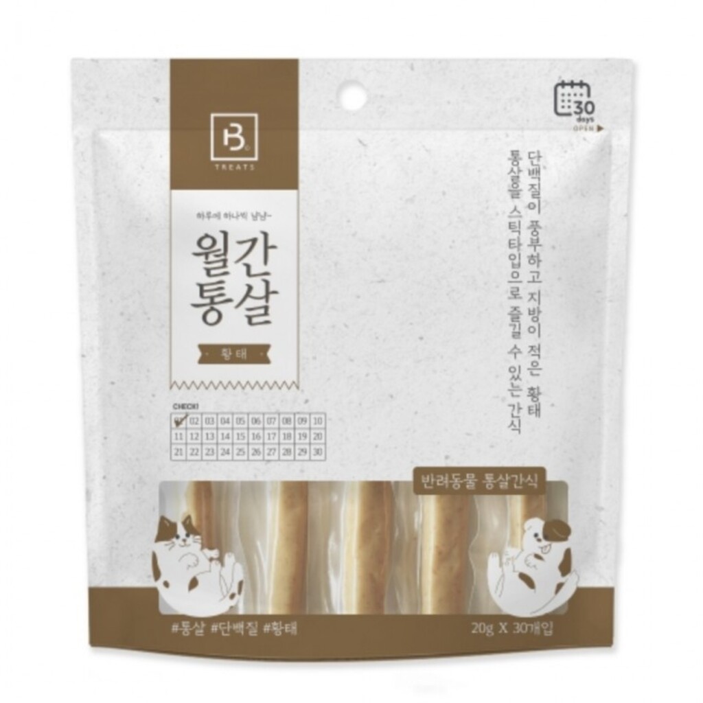 브리더랩 월간통살 황태 스틱타입 고양이간식 패키지 이미지
