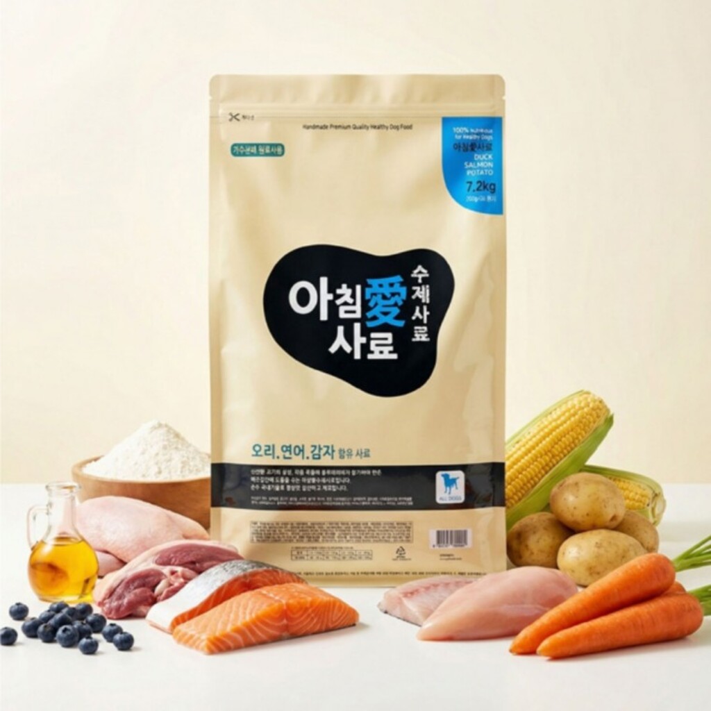 아침애 수제사료 오리 연어 감자 7.2kg - 반려견을 위한 신선한 수제사료 패키지 이미지