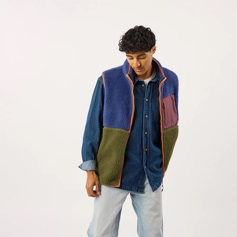 [빌리벨트] 남녀공용 셰르파 집업 베스트 - Blue/khaki