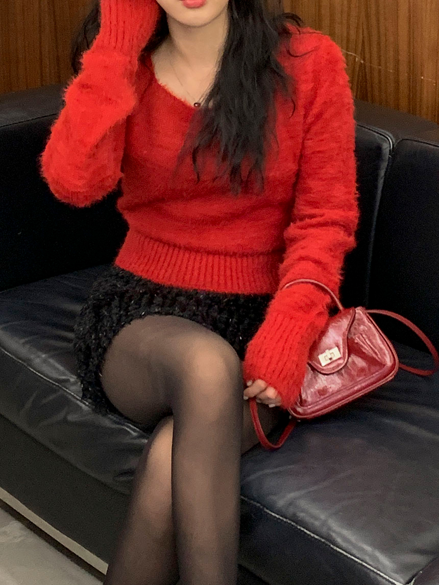 밍키 브러쉬 스퀘어넥 니트 3color 상세 이미지 6