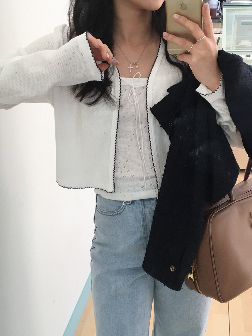 [봄신상] 코즈 리본 펀칭 나시 가디건 세트 3color 상세 이미지 11
