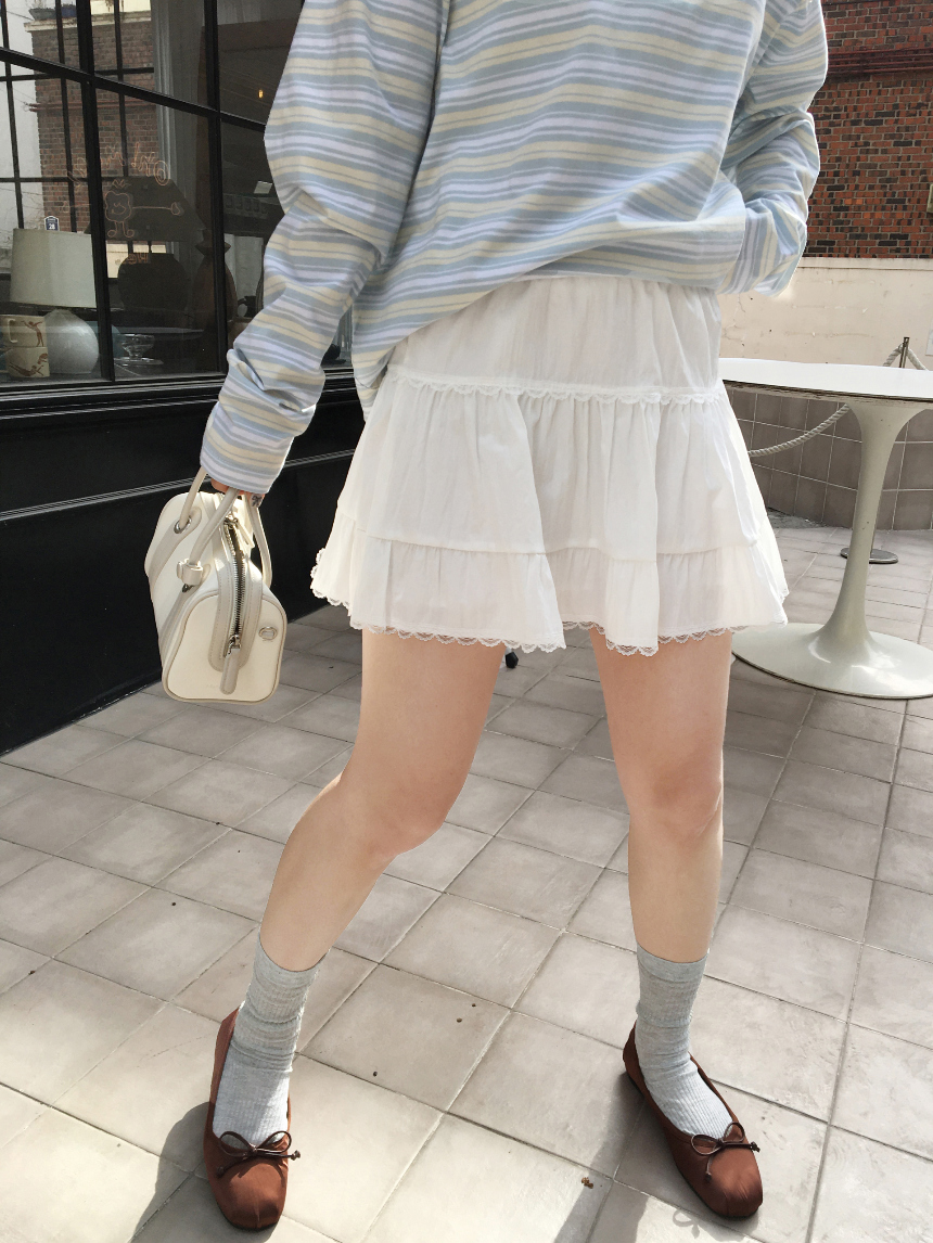 [바지안감] 피츠 레이스 밴딩 미니 스커트 2color 상세 이미지 19