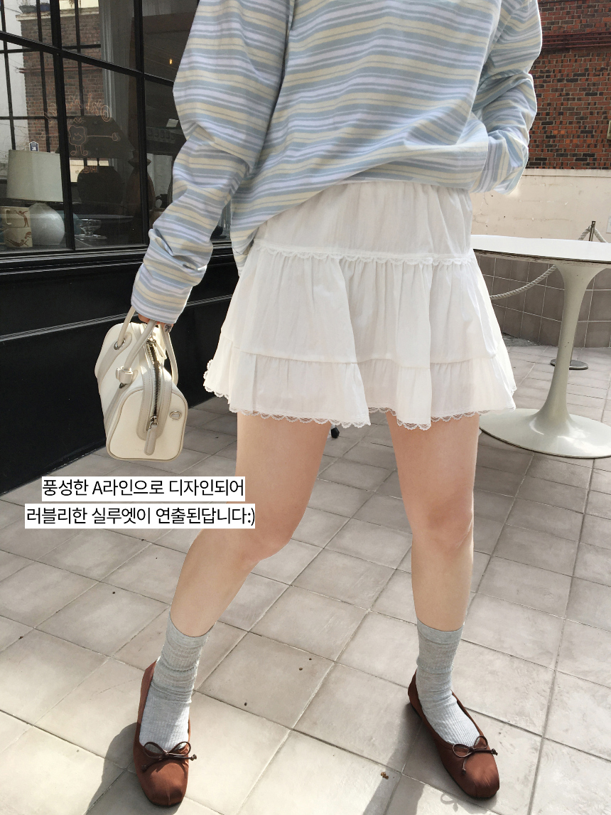 [바지안감] 피츠 레이스 밴딩 미니 스커트 2color 상세 이미지 5